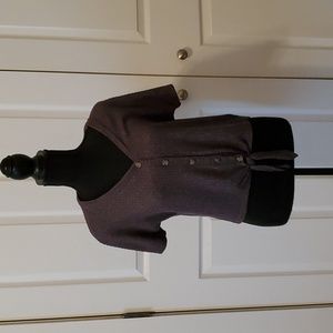 Adorable Button Down Dark Heather Grey Sweater Size S with Tie Detail